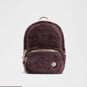 Lululemon Everywhere Nano Backpack Plush Fleece Black Plum / Gold nwt‎